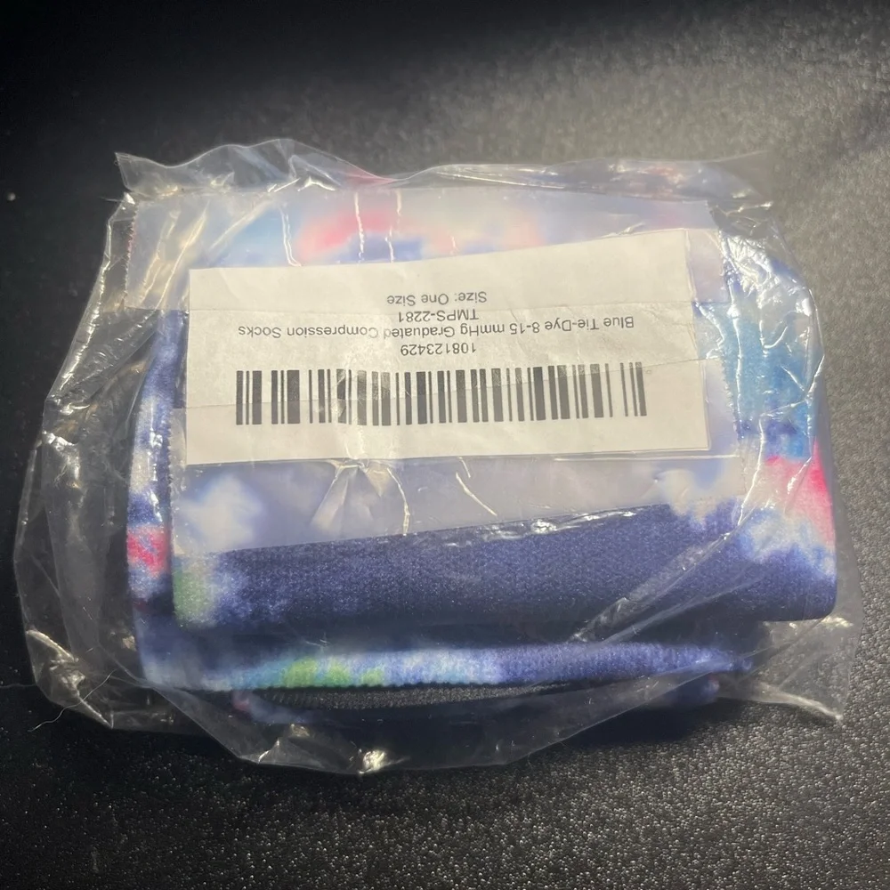 NEW Blue Tie-Dye, Women's graduated compression sock, 8-15 mmHg